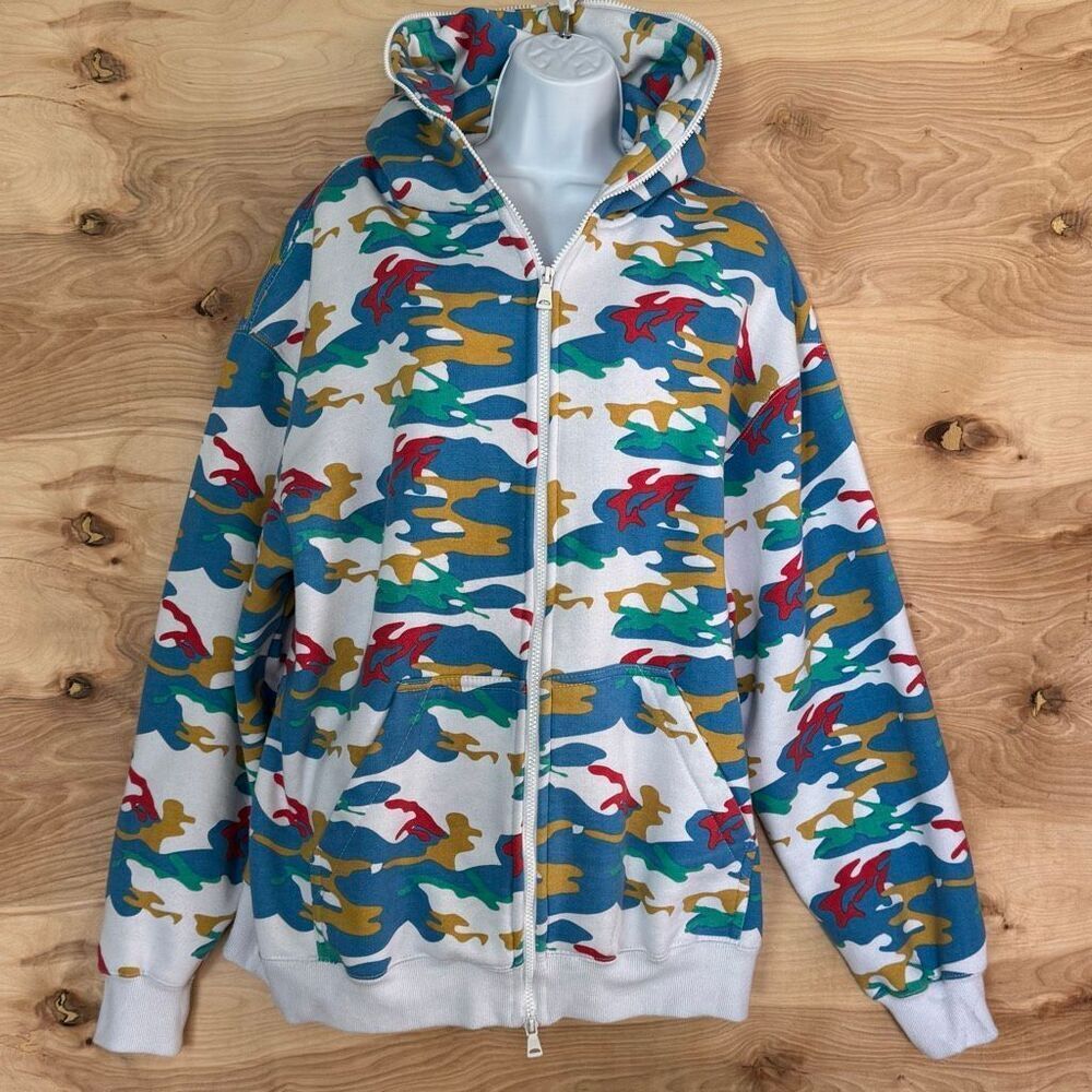 Vintage 90s Vibes Gold Label Double Full Zip Multicolor Camouflage Hoodie Unisex